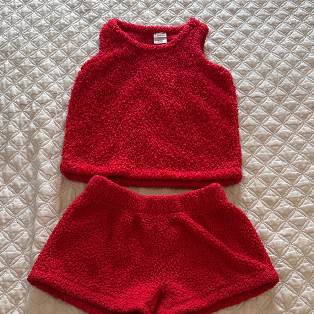 art class Bright Red Fuzzy Sleepwear Set